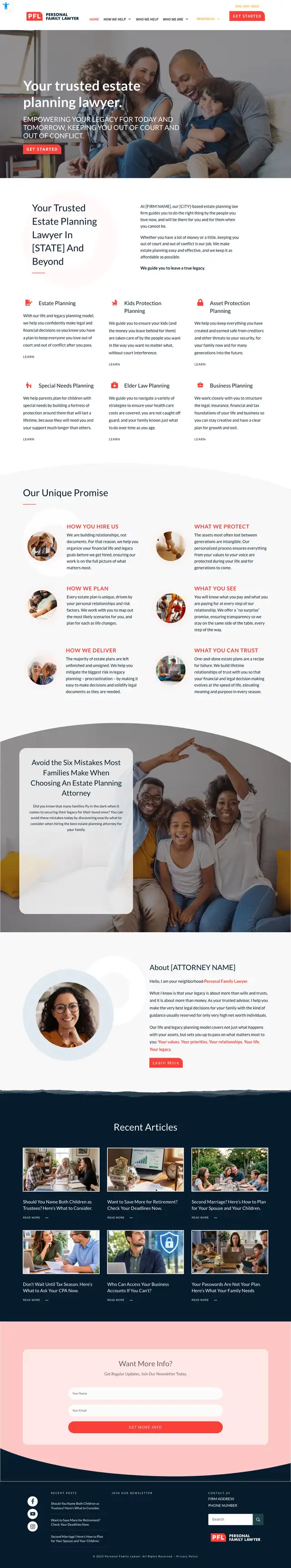 Screenshot of the Pro website demo home page